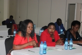 (L -R) Parliamentarians Lunje, Dossi and Deputy Chair Kakhobwe Chapota at the NLGFC review session