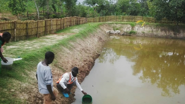 Communities clearing their newly constructed dam-Nkhotakota